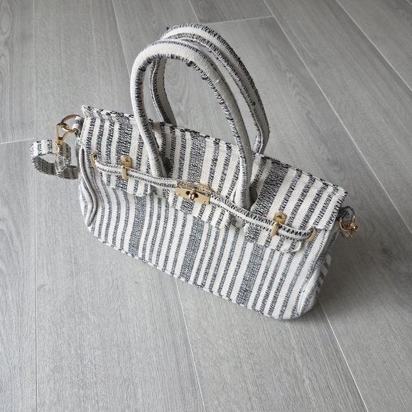 Striped Grey and White Bag - Picture 3 of 6